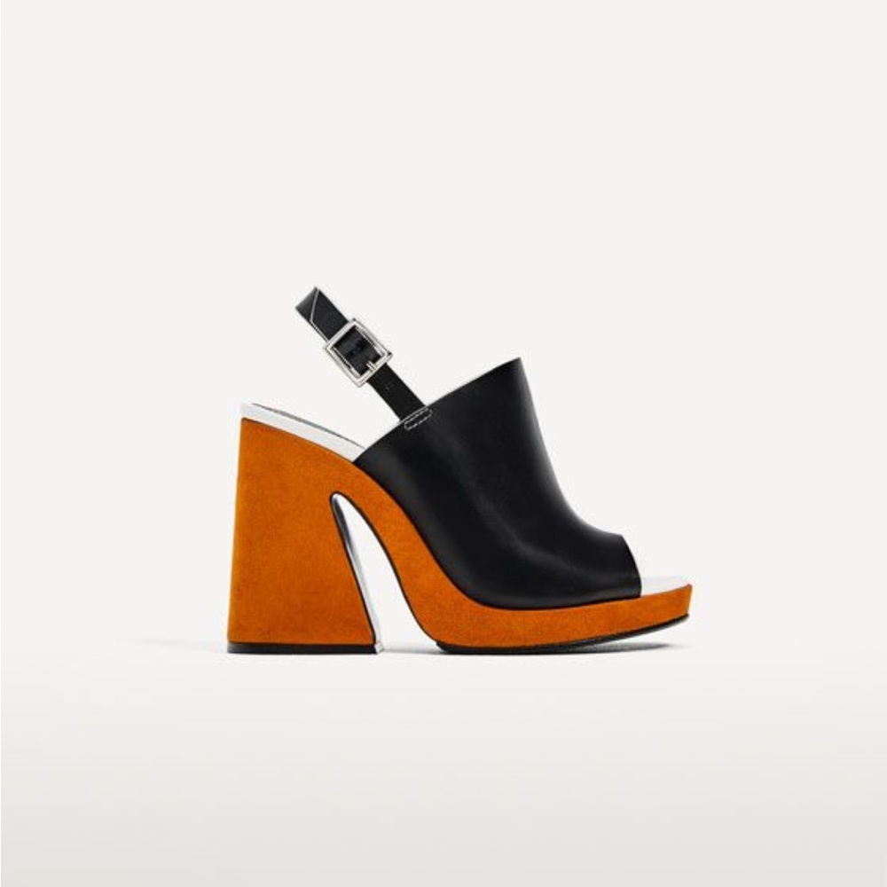 Chic Black and Orange Wedge Sandals